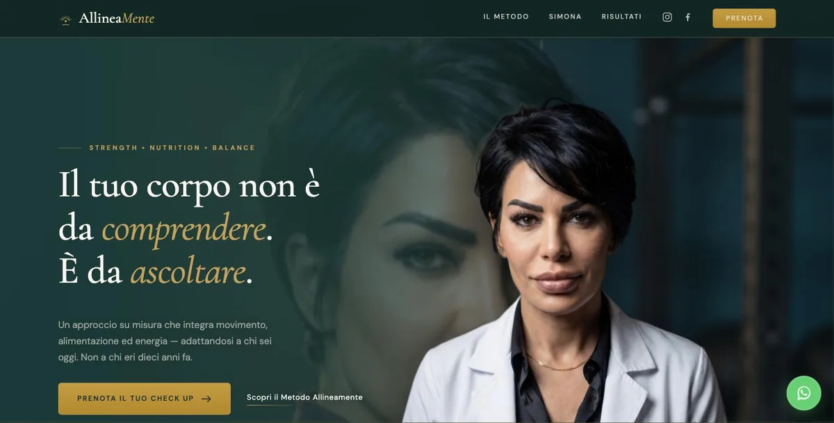 Home del sito di una nutrizionista, costruita da Michele De Vivo